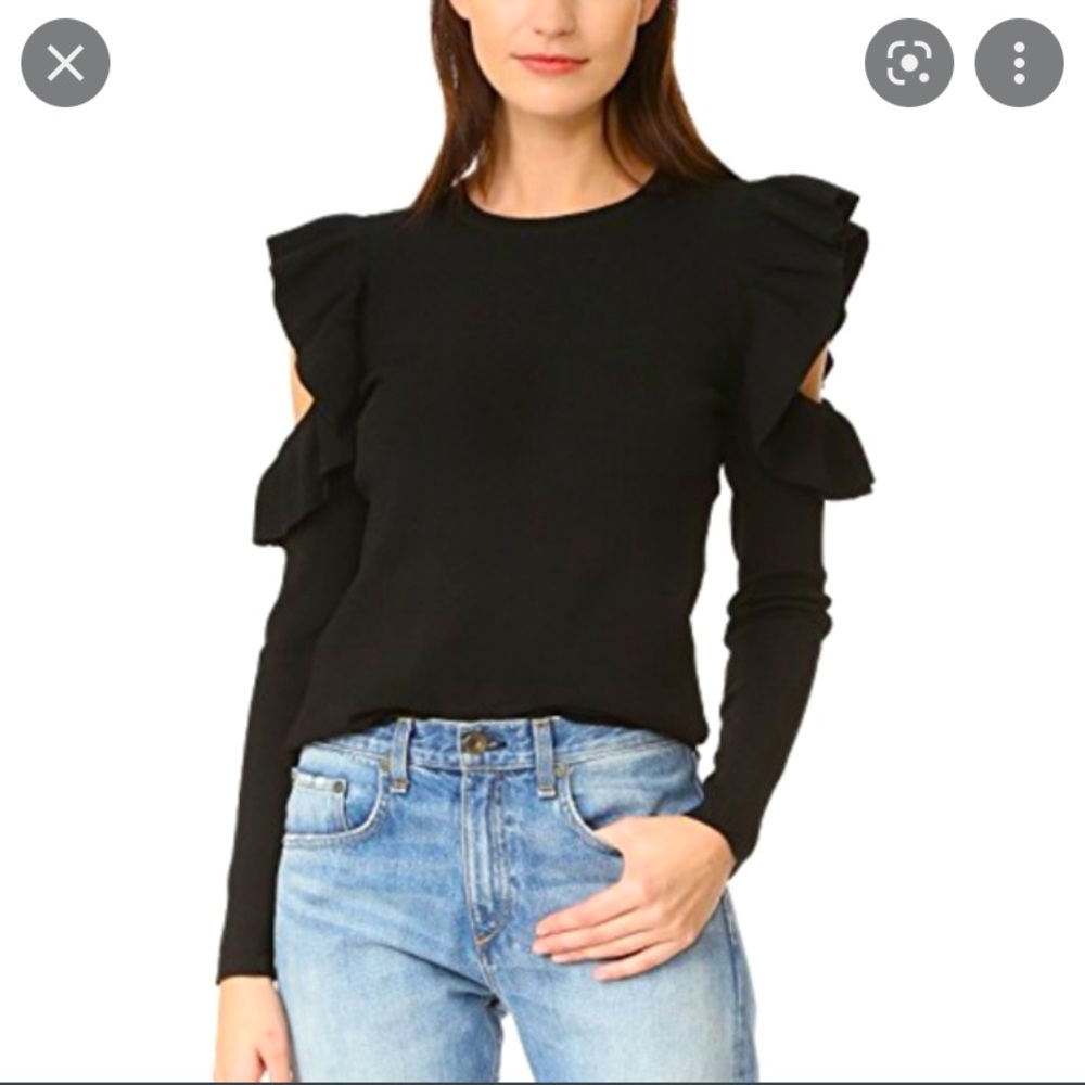 Club Monaco, Black, Cold Shoulder Sweater, Size Small